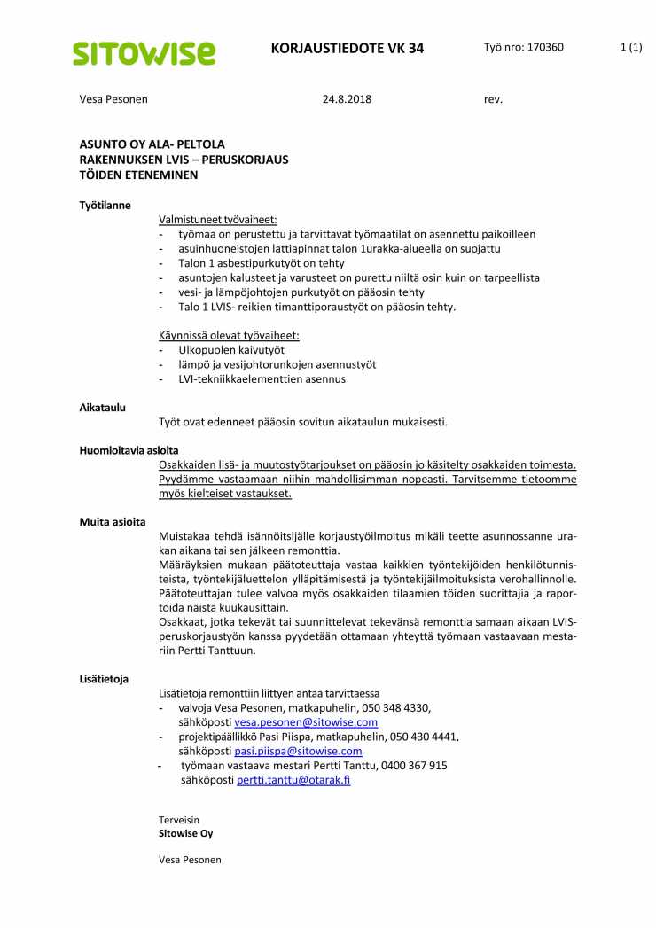 Korjaustiedote vko 34